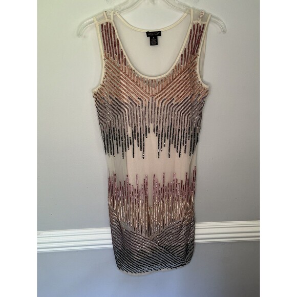 AS by DF Dresses & Skirts - AS by DF Size Medium Sequined Mesh Sleeveless Champagne Color Women’s Dress